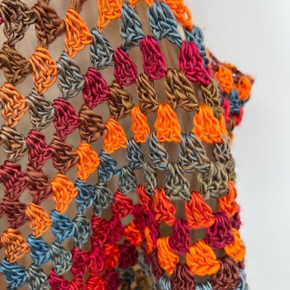 Crochet bohemian boho vest one size woman's vibrant medium large - Picture 9 of 9